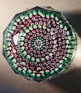 Whitefriars Millefiori Glass Faceted Paperweight With 1971 Date Cane,  Xlnt