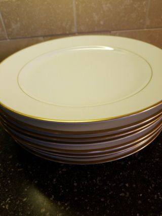 8 Noritake Goldcroft 4983 White Gold Trim Dinner Plates 10 "