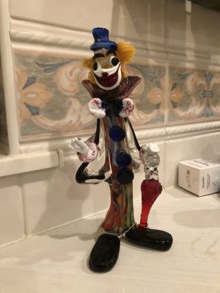 Large Vintage Murano Art Glass Clown