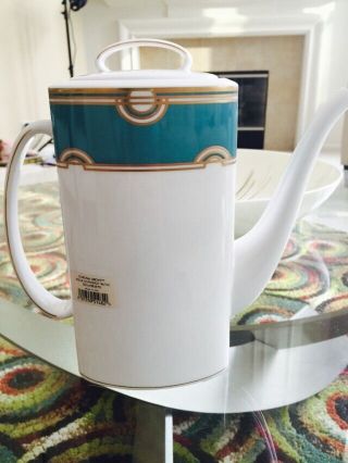 Lenox Kate Spade Corona Grove Aqua Coffee Tea Pot Gold