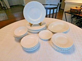 J & G Meakin English Ironstone 39 Piece Classic White Platter Plates Bowls Cups
