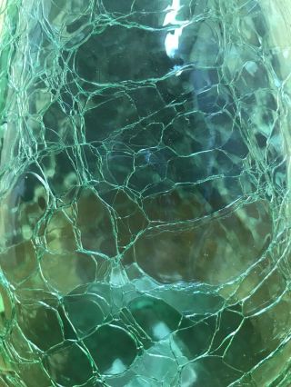 Mid Century Modern Blenko Handblown Glass Crackle Sea Green 14” Pitcher - 939 3