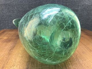 Mid Century Modern Blenko Handblown Glass Crackle Sea Green 14” Pitcher - 939 6