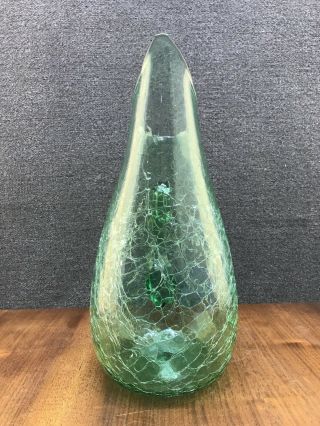 Mid Century Modern Blenko Handblown Glass Crackle Sea Green 14” Pitcher - 939 7