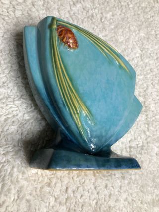 Roseville Pottery Wincraft Blue Pine Cone In Azure Blue Glossy Glaze Vase 272 - 6 4