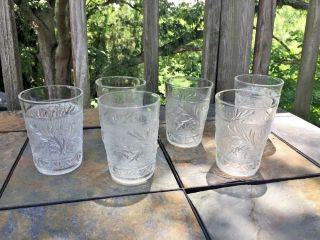 Clear Depression Glass Sandwich Pattern ❤️ Set Of 6 Tumblers Anchor Hocking ❤️j8