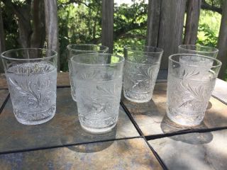CLEAR DEPRESSION GLASS SANDWICH PATTERN ❤️ SET OF 6 TUMBLERS ANCHOR HOCKING ❤️j8 2