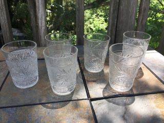 CLEAR DEPRESSION GLASS SANDWICH PATTERN ❤️ SET OF 6 TUMBLERS ANCHOR HOCKING ❤️j8 3
