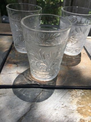CLEAR DEPRESSION GLASS SANDWICH PATTERN ❤️ SET OF 6 TUMBLERS ANCHOR HOCKING ❤️j8 4