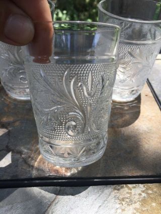 CLEAR DEPRESSION GLASS SANDWICH PATTERN ❤️ SET OF 6 TUMBLERS ANCHOR HOCKING ❤️j8 5