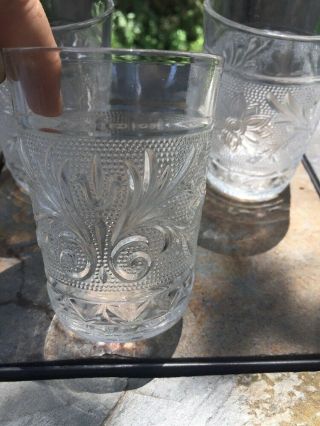 CLEAR DEPRESSION GLASS SANDWICH PATTERN ❤️ SET OF 6 TUMBLERS ANCHOR HOCKING ❤️j8 6