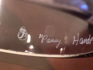 Vintage Fenton Hand Painted Fairy Lamp Purple Art Glass Pansy 3 Piece Signed 8