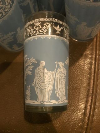 Set Of 12 Wedgwood Jasperware Blue Greek Drinking Glasses Hellenic