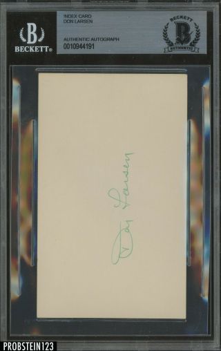 Don Larsen Signed Index Card Auto Autograph Bgs Bas Certified Authentic