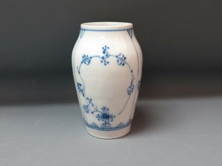 Rare Vintage Royal Copenhagen Blue Fluted Half Lace Porcelain Vase 384
