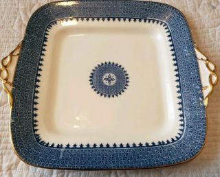 Blue And White Vintage Wedgwood Lynn Cake Sandwich Plate Platter 9x10.  5 " I