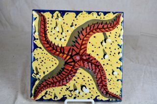 Vintage Signed Salvador Dali Ceramic Tile Starfish Stamped “1954 Maurice Duchin”