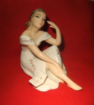 Vintage Favaro Cecchetto Ceramic Woman Statue 1915/1 Signed Made In Italy