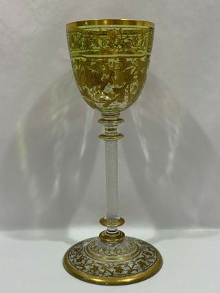 Antique Bohemian Moser Wine Goblet