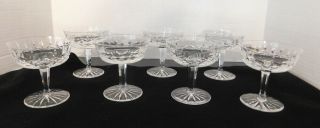 6 Lismore by Waterford Crystal Cut Glass Champagne / Tall Sherbet Ireland signed 2
