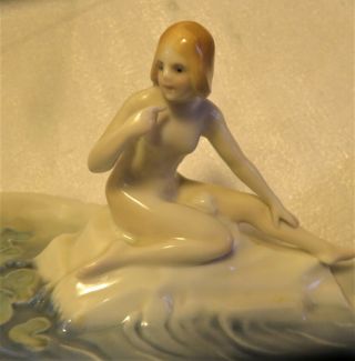 KARL ENS Vintage Porcelain Trinket / Condiment Dish Germany - Nymph with Frog 4