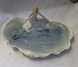 KARL ENS Vintage Porcelain Trinket / Condiment Dish Germany - Nymph with Frog 6