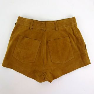Miranda Lambert PEOPLE Brown Leather Side Zip Shorts Size M 2