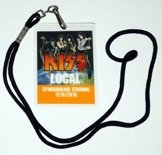 Kiss Band Local Crew Sweden Backstage Pass Laminate Sonic Boom Concert Tour 2010