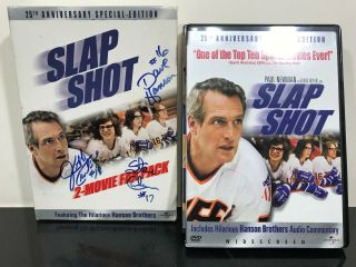 Signed Autograph Slap Shot Hanson Brothers Steve Jeff Carlson Hockey Movie Dvd