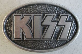 1977 Aucoin Rock Band Kiss Dark Silver And Black Belt Buckle