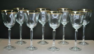 Vintage Mikasa " Wheaton " Pattern Crystal Wine/water Goblets Glasses (set Of 8)
