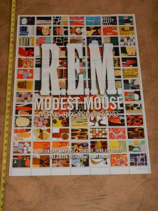 2008 R.  E.  M.  At The Greek Theatre,  Uc Berkeley Concert Poster,  Rex Ray
