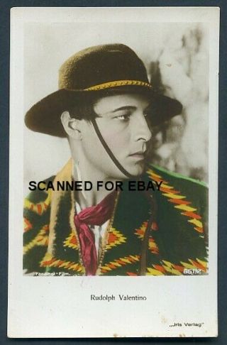 Rudolph Valentino Orig Vint Hand Colour Tinted Iris Verlag 1920s Photo Postcard