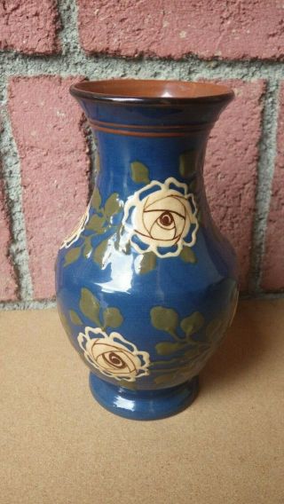 Antique Carl Gebauer German Art Pottery Ceramic Vase Tudor Rose Circa 1919 - 1929