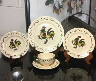 Set Of 4 Metlox Poppytrail Provincial Rooster 5 Piece Place Settings California