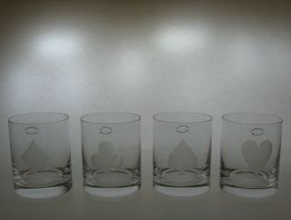 Lenox Kate Spade 4 Crystal Gin Rummy Double Old Fashioned Rocks Tumblers Mark
