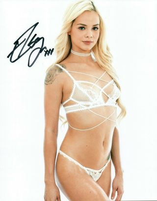 Elsa Jean Sexy In White Lingerie Signed 8x10 Photo Adult Model Proof 131c
