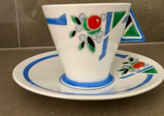 Shelley Art Deco Mode Truncated Blue J Cup /saucer By Eric Slater Pattern 11755