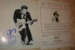 Chuck Berry Signed B&w 10x8 " Photo Of Chuck & Smiley - Face Doodle With