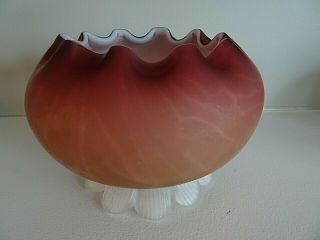 Victorian Thomas Webb Satin Glass Marbled Footed Cased Bowl