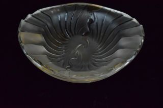 Vintage Art Deco Lalique France Frosted Crystal Nancy Cigar Ashtray Dish Bowl 4