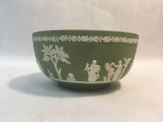 8 Inch Vintage Wedgwood Green Jasperware Marshall Field Grecian Serving Bowl