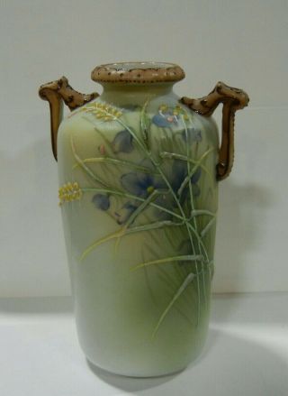 Antique Nippon Small Vase - - Bluebells - - Bisque Finish - - Moriage