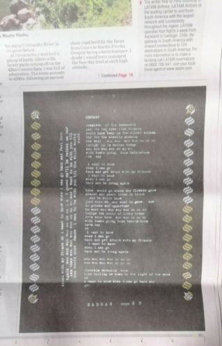 Otago Daily Times 19/12/2019 Unreleased Coldplay Song Lyrics