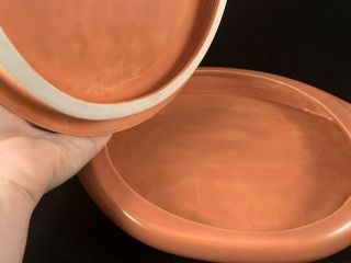 Vtg MCM Ceramic Lidded Dish Persimmon Orange Pinecones Atomic Signed 4