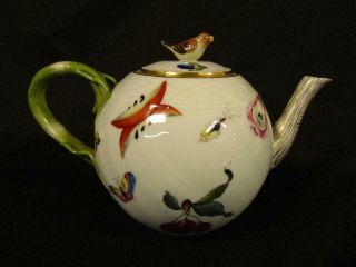 Vintage Herend Hungary " Market Garden " Pattern Bulbous Teapot
