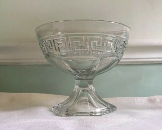 Heisey Greek Key Footed Compote 6 1/2 Tall X 7 1/2 Across