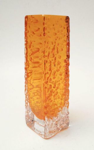 Whitefriars Tangerine Orange Glass Nailhead Vase Geoffrey Baxter Textured 9683