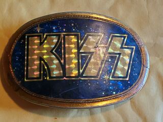 Kiss Pacifica Belt Buckle 1977 Logo Blue Metallic Silver