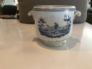 Vintage Richard Ginori Italy Porcelain Cachepot Cache Pot.  Blue And White